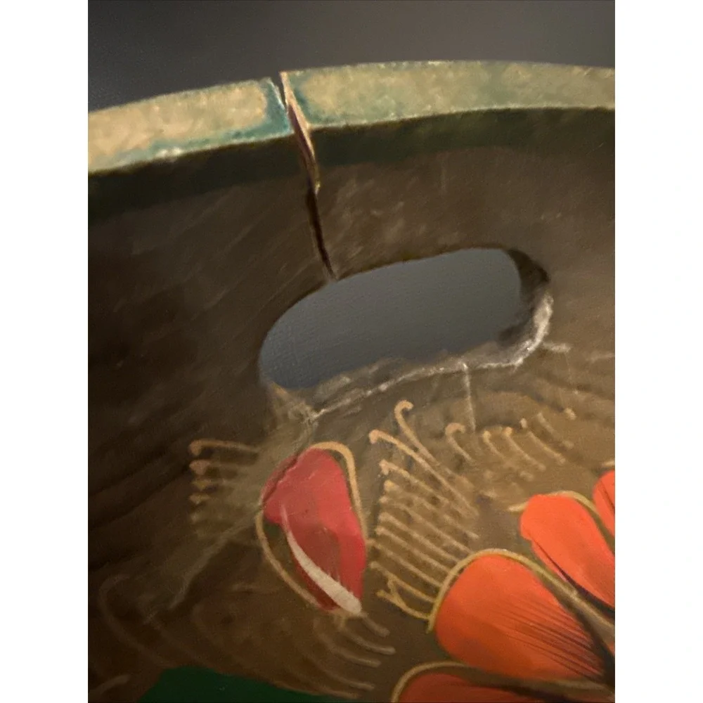 Vintage Hand Painted Wooden Serving Tray 19.5 In Long Flower Design
